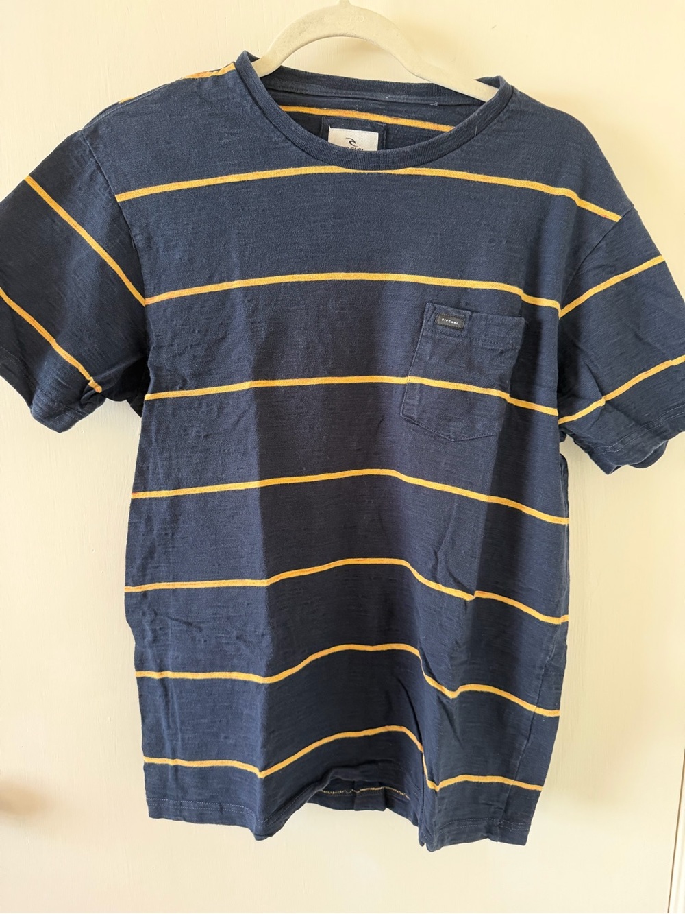 Rip Curl Navy Tee with Mustard Stripes